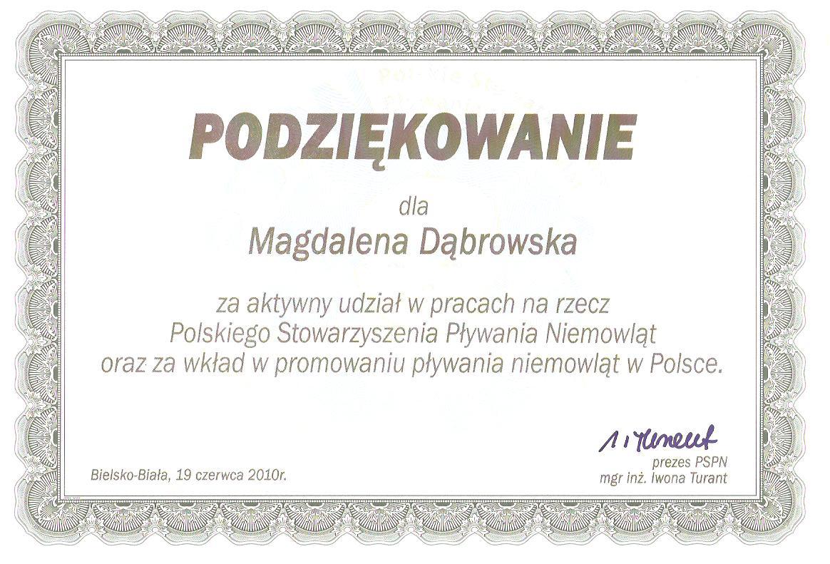 Certyfikat udziału w szkoleniu PSPN