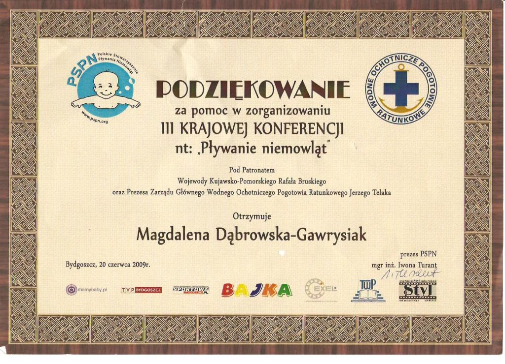 podziękowanie za zorganizowanie konferencji akademii ruchu