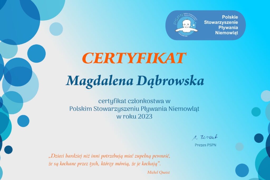 certyfikat członkostwa akademii ruchu