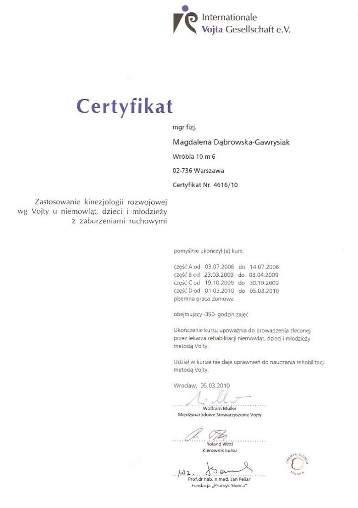 certyfikat dla instruktora akademii ruchu